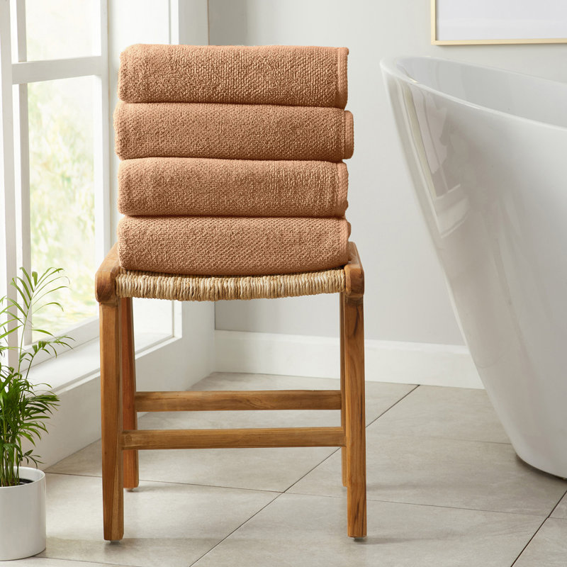 100% Cotton Textured 6-Piece Towel Set, Clay