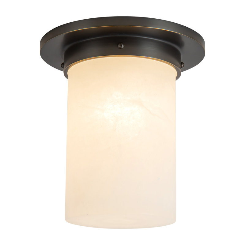 Mineral 8-in Brass Flush Mount, Alabaster, Oil Rubbed Bronze