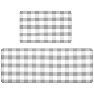 Kitchen Mat Anti Fatigue Cushioned Black And White Buffalo Plaid