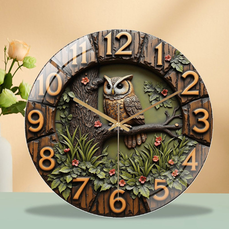 Horloge murale hibou 12 po