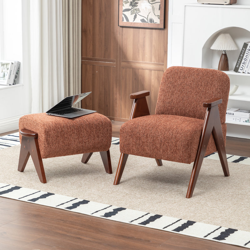 Fauteuil avec repose-pieds Bula, Orange brûlé