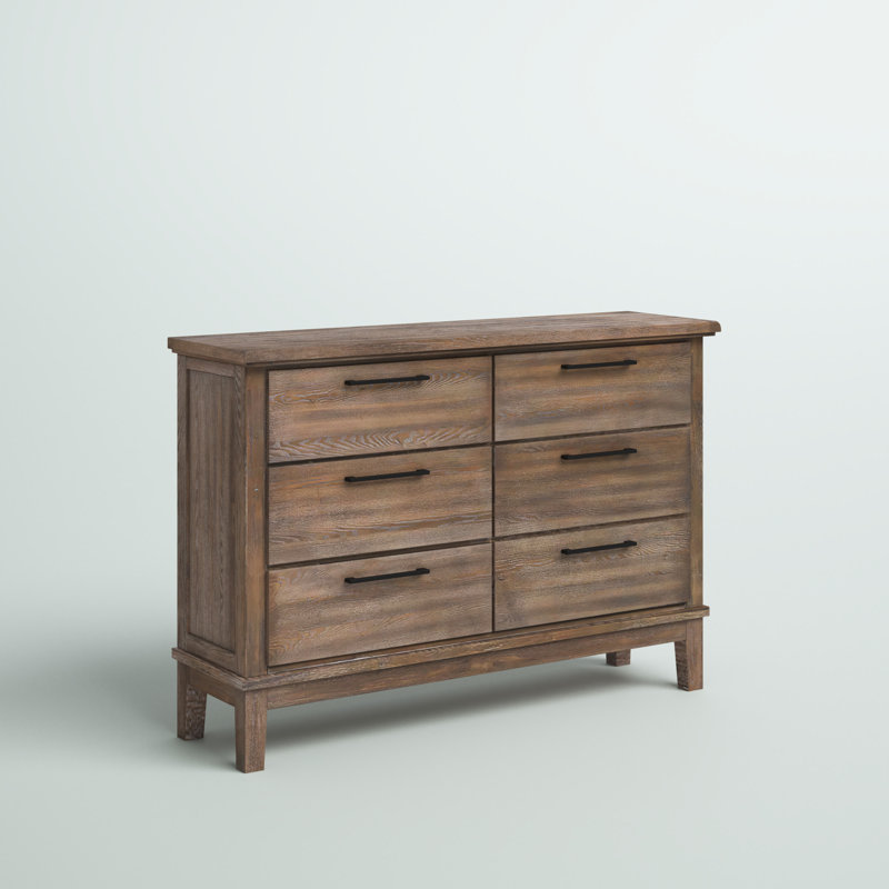 Commode double 6 tiroirs Feodora, Gris rétro
