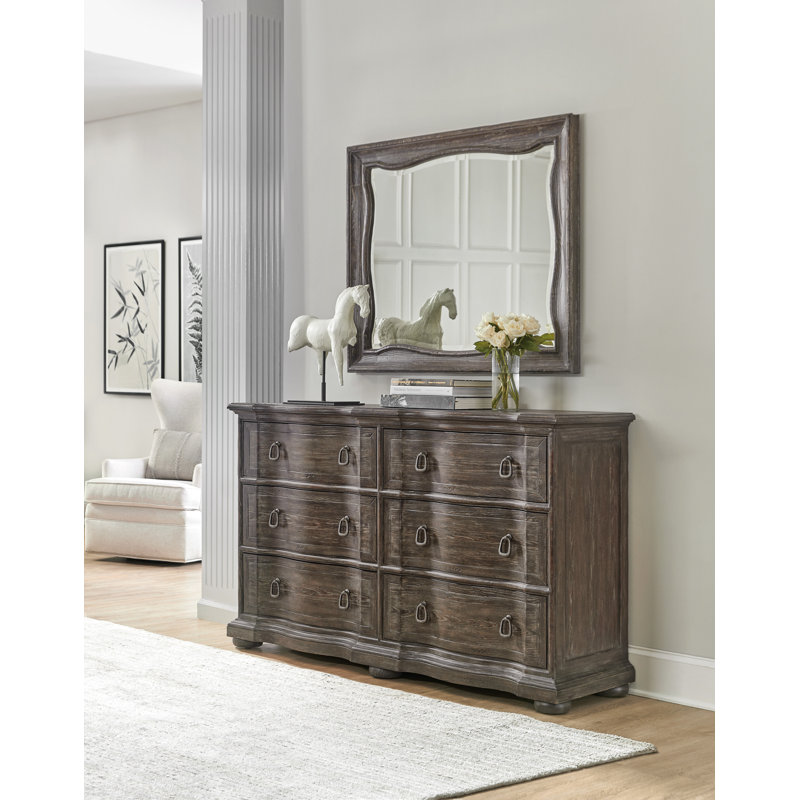 Dark Pine Rectangular Mirror with Distressed Frame