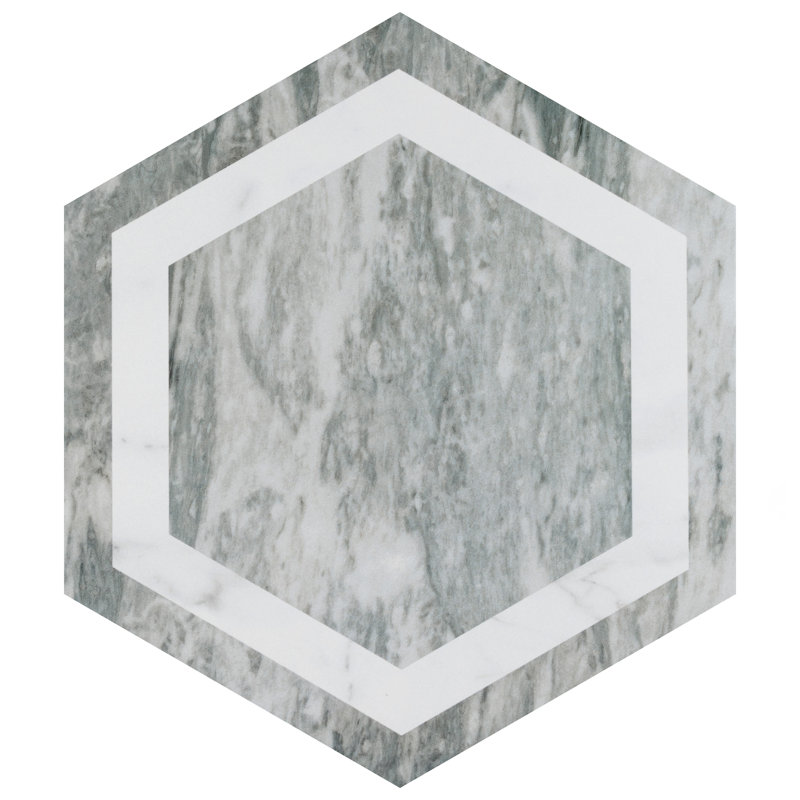 BioTech 11" x 13" Porcelain Wall & Floor Tile, Gray/White