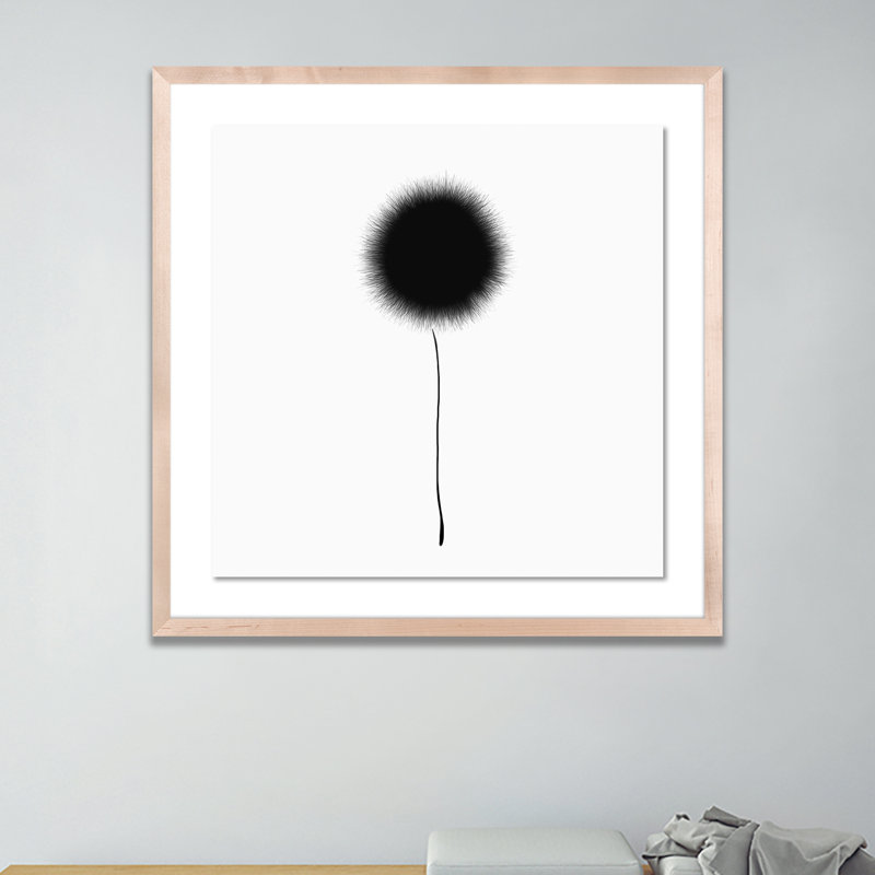 Black Dandelion Print by Aga Siguni Ciszewska, 24" H x 24" W x 1.5" D, Natural