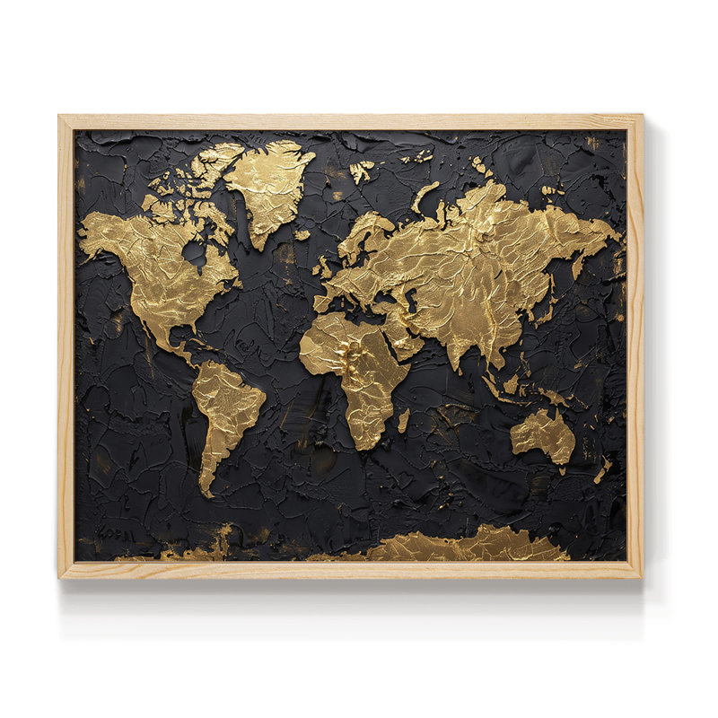 Map Series-XI -Framed Print - Restickable, Natural, 16" H x 20" W
