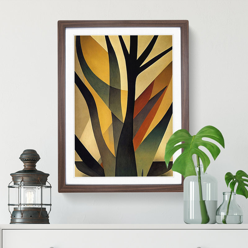 Splendid Abstract Tree No.1 - Wall Art, 64cm H x 46cm W x 2cm D, Walnut Framed