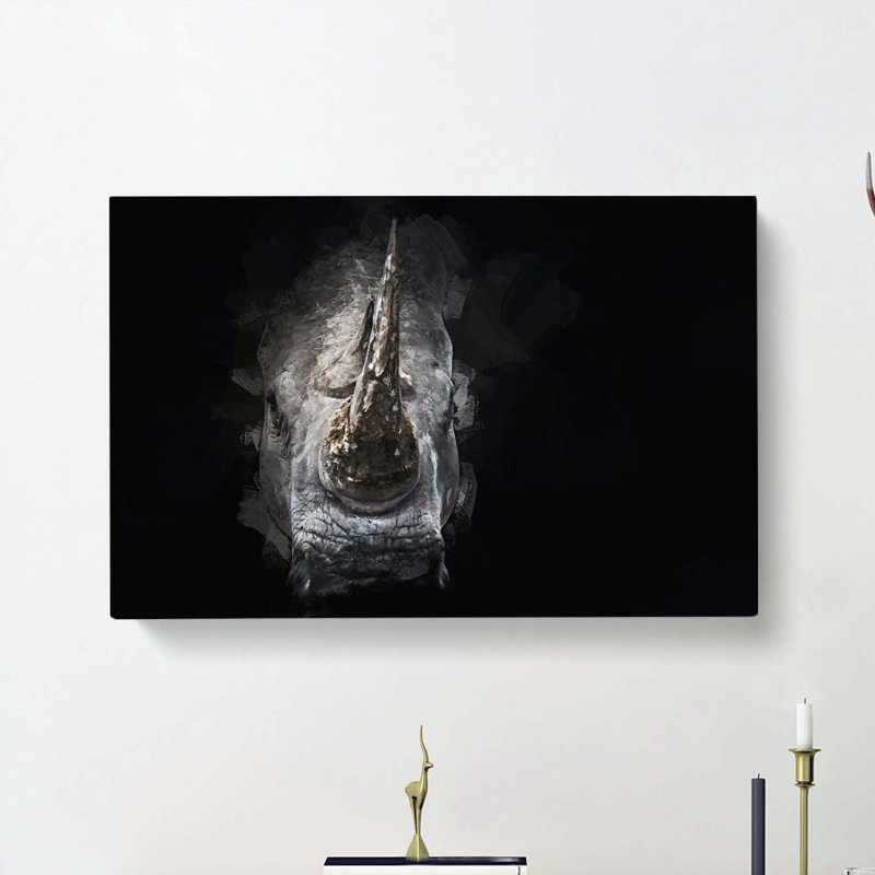 Rhino In The Shadows In Abstract - Wrapped Canvas Print, 50cm H x 76cm W x 3cm D