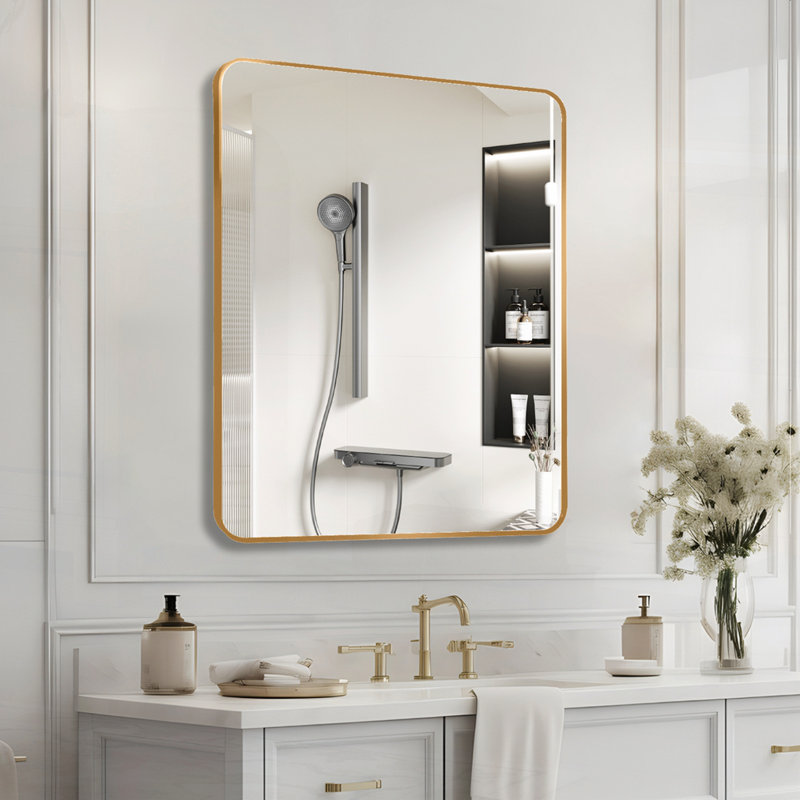 Miroir mural rectangulaire pour salle de bain, Doré