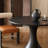Black Round Solid Wood Dining table-1015780847
