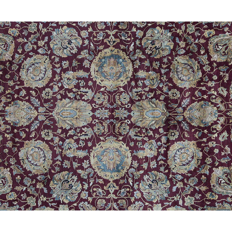 Tapis rouge et noir noué à la main de haute qualité