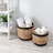 Set Of 2 Round Decorative Wicker Baskets With Handles, Natural/Black Natural