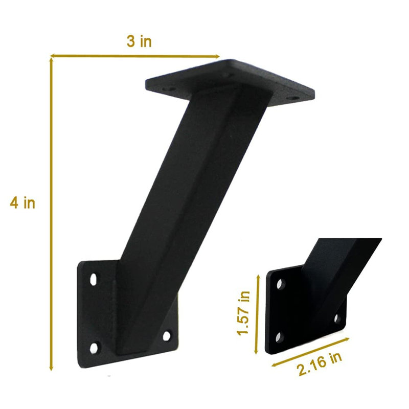Asheton Handrail Bracket Wall Mount Heavy Duty Steel Metal Stair Railing Bracket, DIY Hardware (4)
