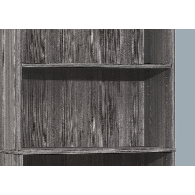 Jessieca Zora 72 Inch Bookcase Etagere, 5 Display Shelves, Rustic Gray Laminate, Gray