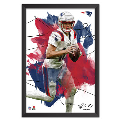 Art encadré NFL New England Patriots Drake Maye 14 po x 20 po