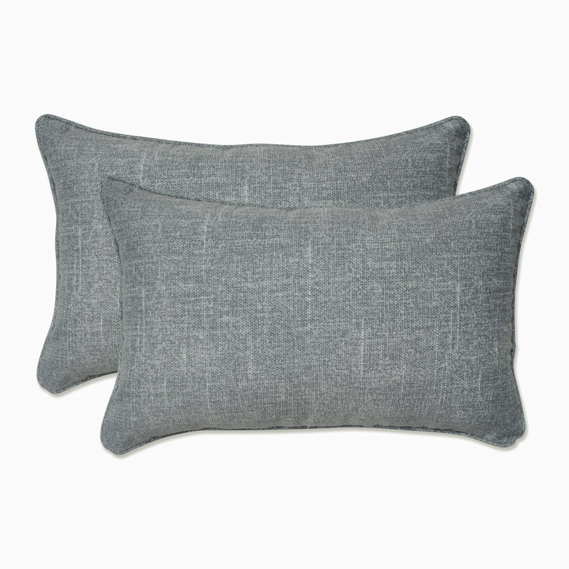 Tory Denim Blue Textured Indoor/Outdoor Lumbar Pillows Set of 2