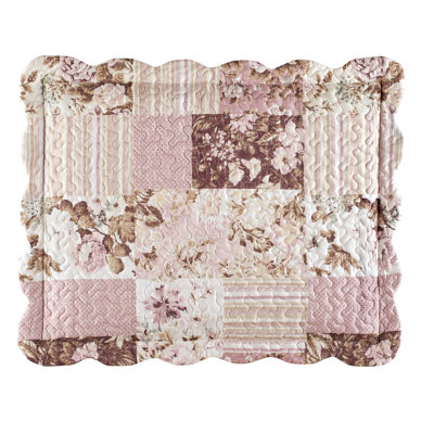 Charlie Dusty Rose Patchwork Scalloped Edge Pillow Sham