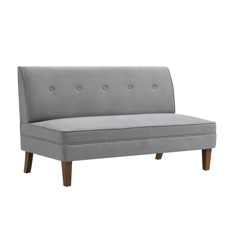 Causeuse en tissu d'ameublement avec pieds en bois d'hévéa 56,3 po Rockcrest, Mélange de polyester gris