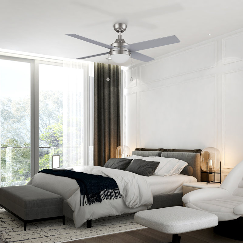 Joahan 52'' Ceiling Fan with LED Lights, Silver with Gray Blades
