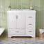 Meuble-lavabo 36 po avec lavabo simple, meuble-lavabo sous-comptoir moderne avec 2 portes et 4 tiroirs. Blanc, l 35,8 po x P 19,7 po x H 35,4 po.