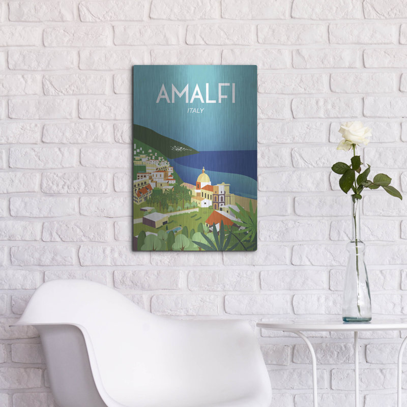 Art mural en métal «Amalfi» par Omar Escalante, H 24 po x l 16 po