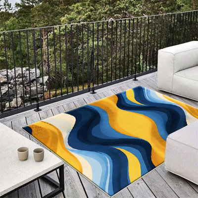 Abstract Wave Pattern Area Rug, Soft And Lightweight, Suitable For All Seasons, Easy To Maintain And Easy To Clean, Machine Washable Carpet Floor Mat, Suitable For Living Room, Bedroom, Hallway, Balcony, Patio, Room Decor, Home Decor, Outdoor Decor