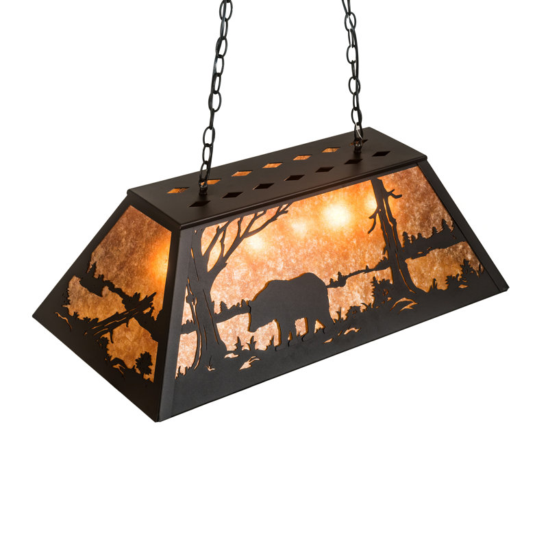 Rustic Lodge 6 - Light Black Pool Table Lights Pendant, 24" - 44.5" H x 33" W x 17" D