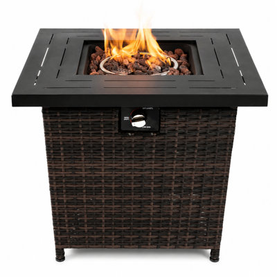 Table de foyer d'extérieur au propane 50000 BTU avec base carrée en acier et flamme réglable