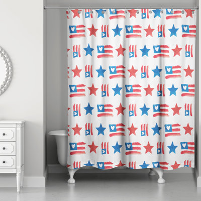 Rideau de douche simple Drapeaux et étoiles