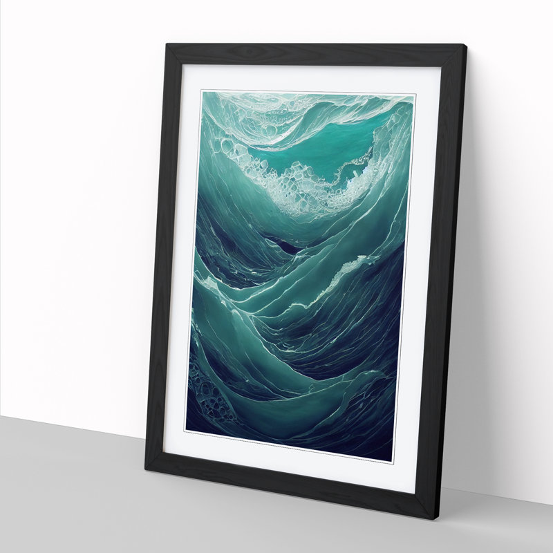Seascape Ocean Crystal - Single Picture Frame Graphic Art, Black, 34cm H x 25cm W x 2cm D