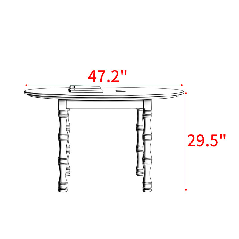 Table ronde vintage en bois massif de style français, H 29,5 po x L 47,2 po x l 47,2 po