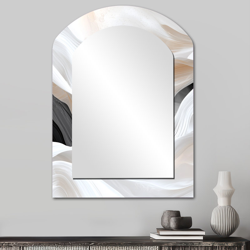 Miroir mural blanc Modern Ripples Of Stone IV, 34 po x 25 po