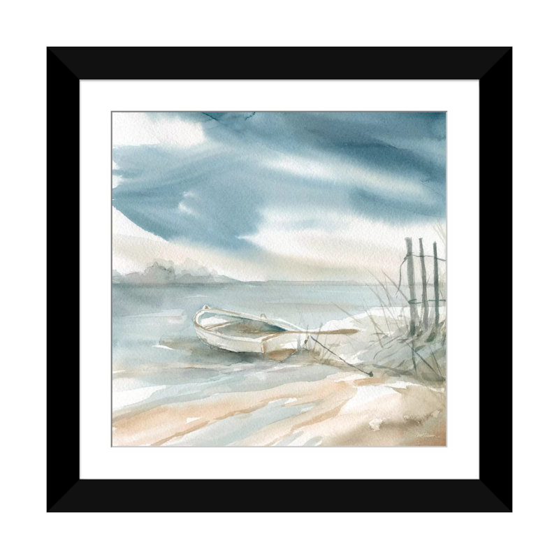 Subtle Mist II, reproduction d'art sur toile tendue, H 16 po x l 16 po x P 1 po, Papier d'art encadré noir, Blanc