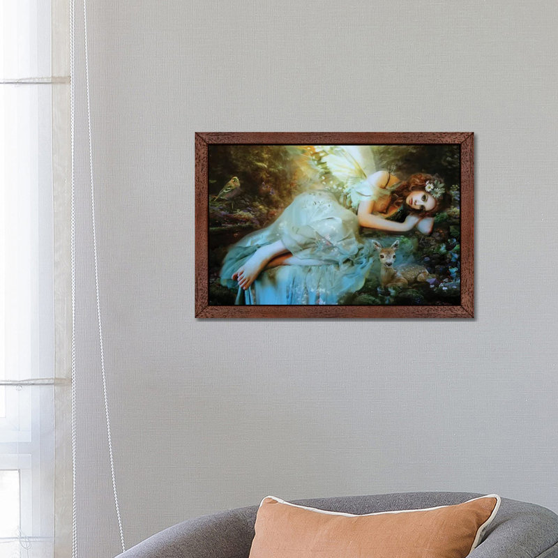 Spring Fairy by Bente Schlick - Print on Canvas, 66.04 cm H x 45.72 cm W, Brown Framed
