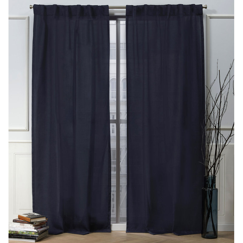 Nicole Miller Faux Linen Slub Textured Hidden Tab/Rod Pocket Top Light Filtering Curtain Panel Pair, 54" W x 84" L