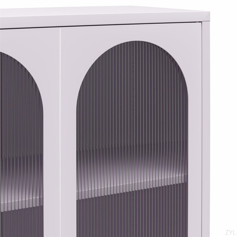 Grande armoire d'appoint à 2 portes avec verre cannelé Luna