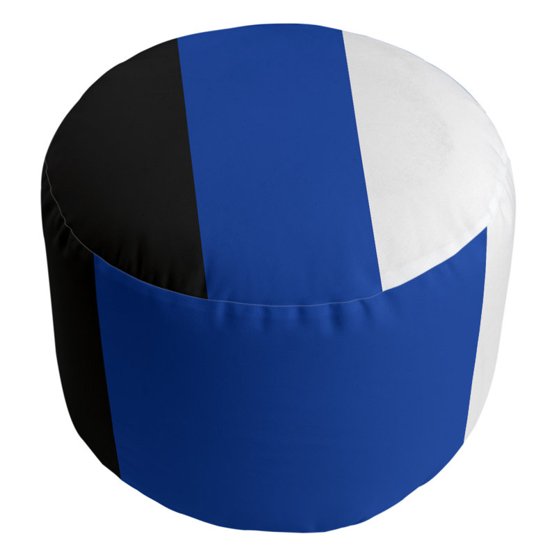 Repose-pieds cubique rond à rayures 20,5", Noir, bleu, blanc