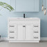 Meuble-lavabo moderne 48 po avec plateau en céramique et contreplaqué rustique rustique