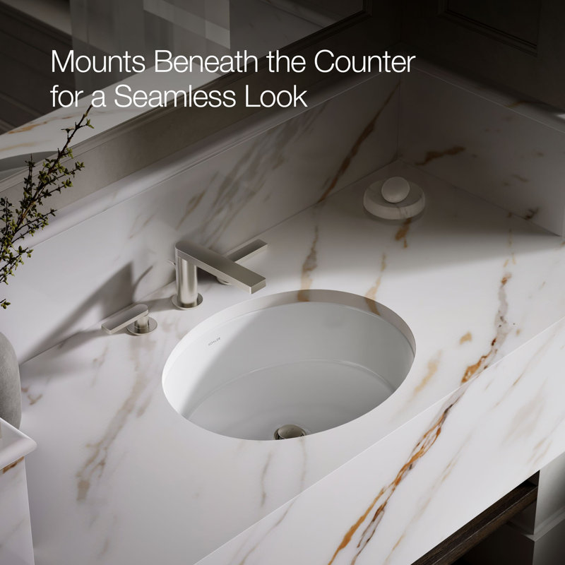 Verticyl Ceramic Oval Undermount Bathroom Sink with Overflow, White