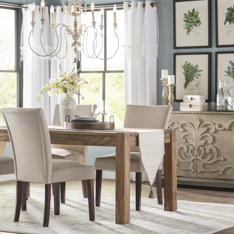 Myrtille 20'' H Linen Upholstered Side Chair, Beige, Espresso