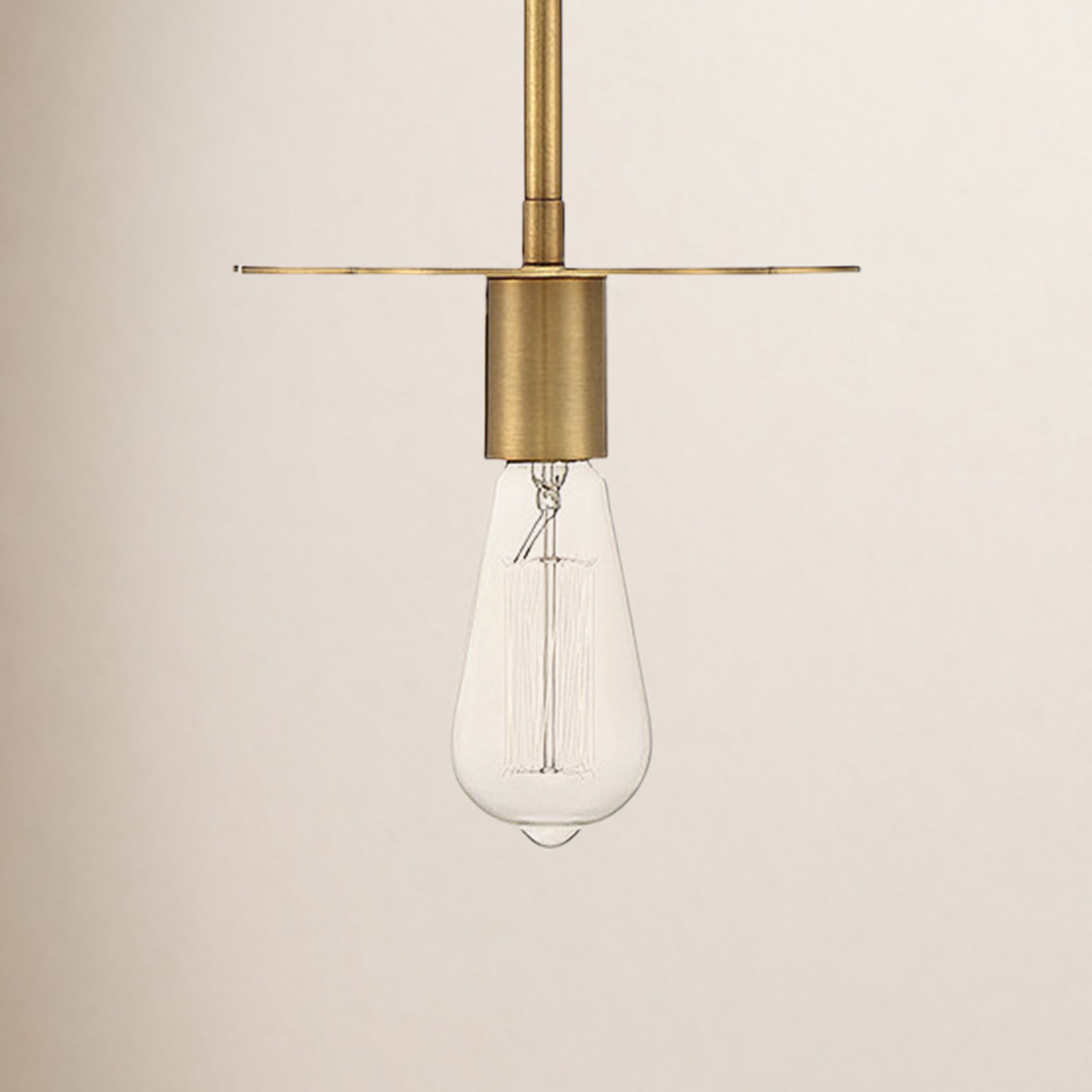 Thane Single Light Dimmable Pendant, Natural Brass