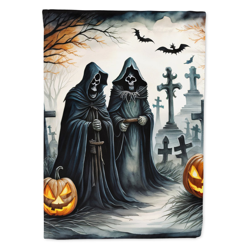 Double Sided 40'' H x 28'' W Polyester Halloween House Flag