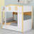 Wood Bunk Bed with House-Shaped Guardrails, Built-in Storage Shelves & Pull-Out Trundle-275788642