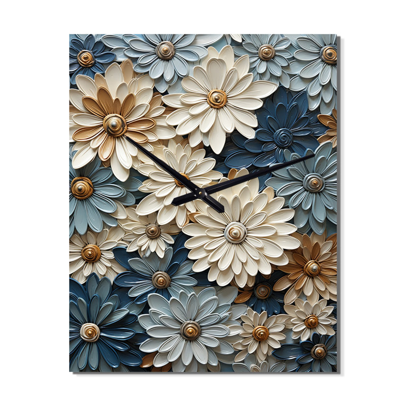 Horloge murale moderne Sannah - Zinnias, Moyen