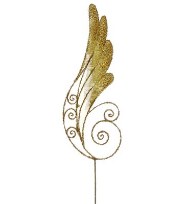 38.5"" Gold Iridescent Glitter Angel Wing Artificial Christmas Craft Pick -  Tori Home, XAR356-GO/TF