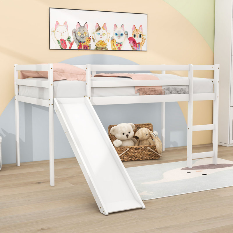 Emens Kids Twin Loft Bed, White, Full