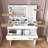 Flip Top Vanity Desk With LED Lighted Mirror & Built-In Outlet - Makeup Vanity Table With 2 Drawers, Open Storage, Hooks For Jewelry (No Stool Included, White)