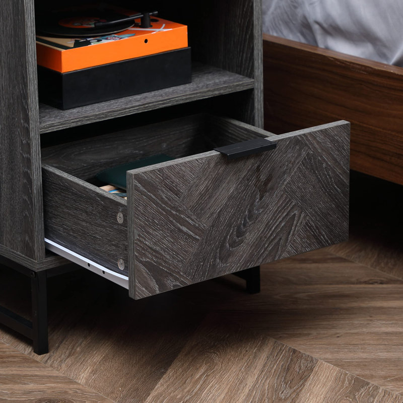40cm W Manufactured Wood Bedside Table, Black