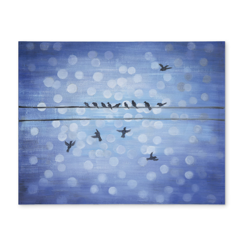 Napperon contemporain bleu "Birds on a Wire"
