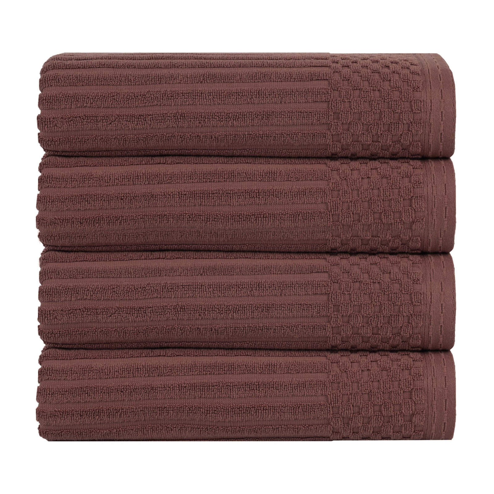 Kaeleah 100% Cotton 4 Same-Size Set Guest Room Case Pack, Brown